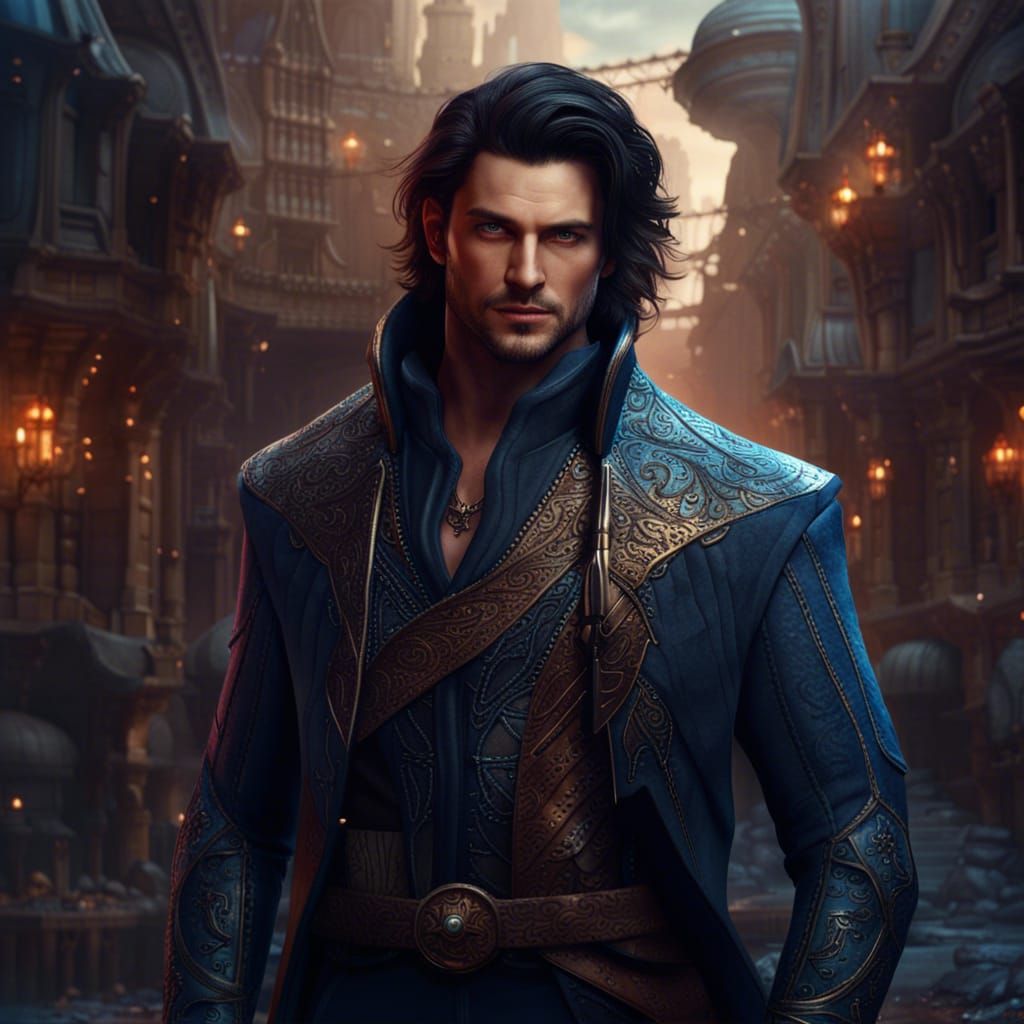 Handsome Rogue in Sci-Fi Matte Painting