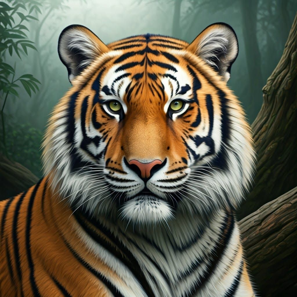 Majestic Tiger in Lush Jungle Landscape