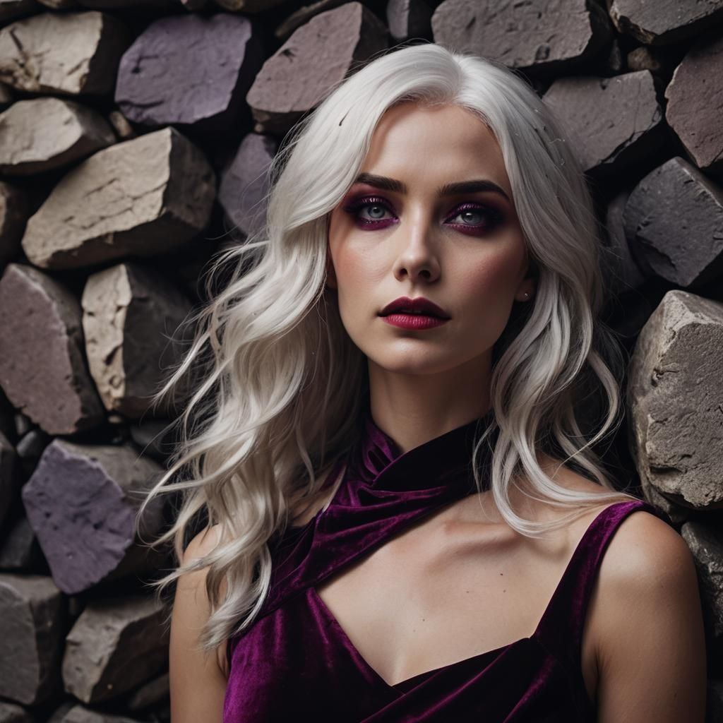 Mesmerizing Woman with Stone Texture in Cinematic Style