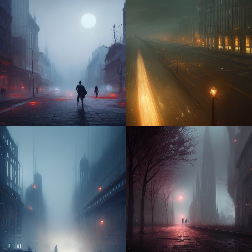 Dark Fantasy Boulevard Concept Art in 8K