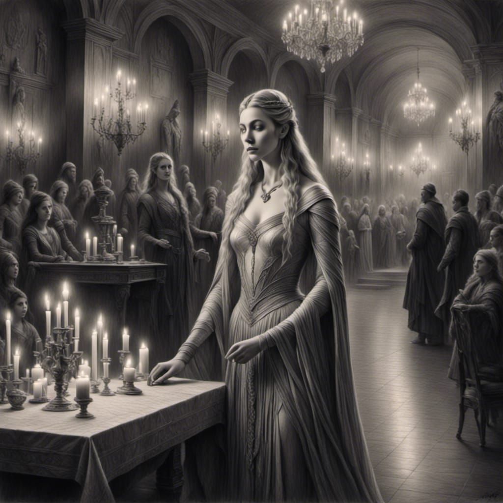 Pencil drawing of Lady Galadriel