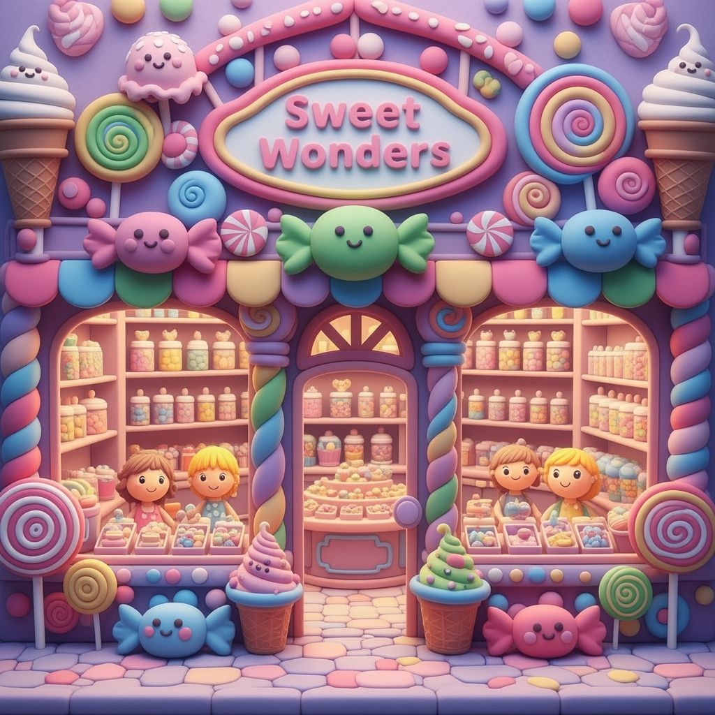 Whimsical Clay Candy Store with Cute Details