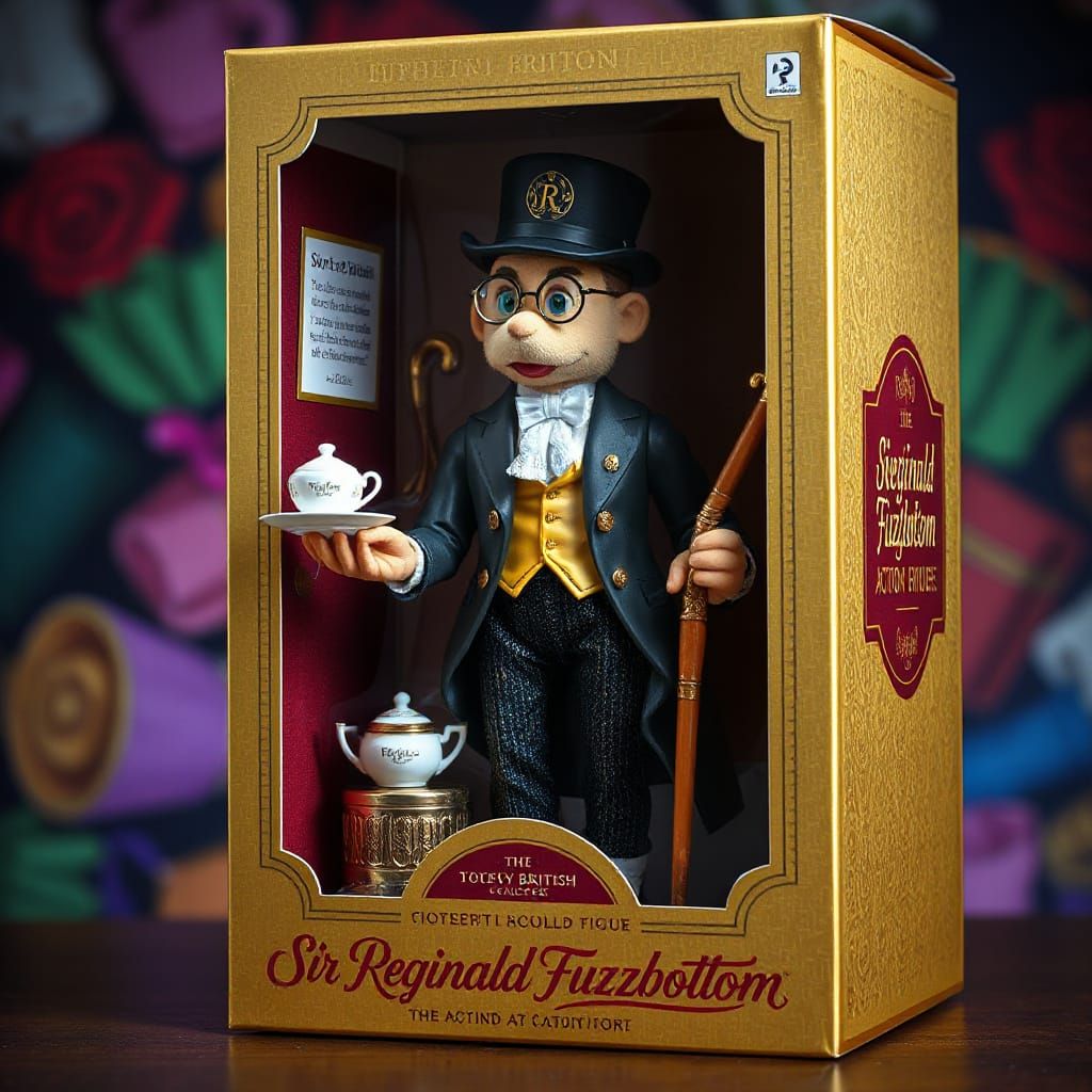 Parody Action Figure in Gold-Plated Packaging with Victorian...