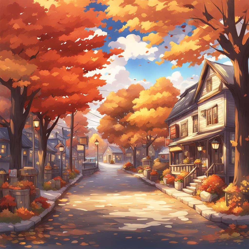 Cozy Vermont Town in Anime Style