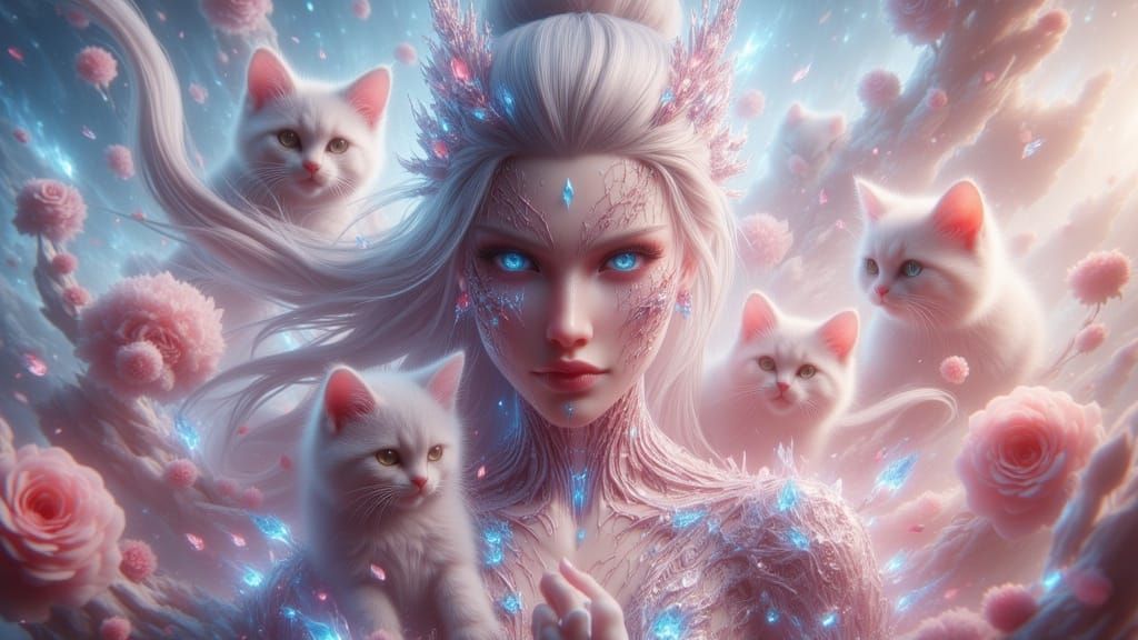 Anime Portrait of Feline Girl in 3D Style