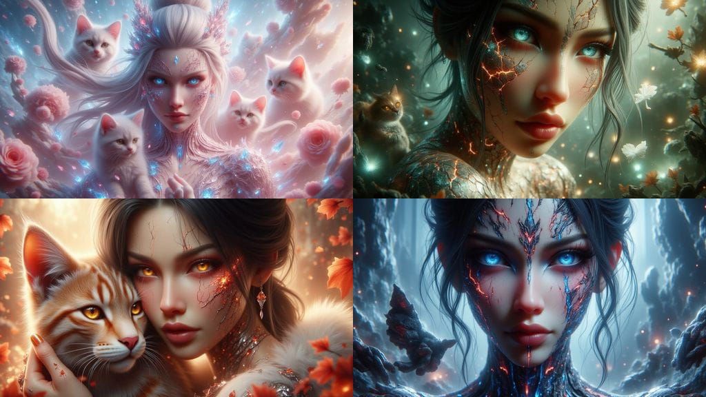 Anime-Inspired Portrait of a Feline Woman