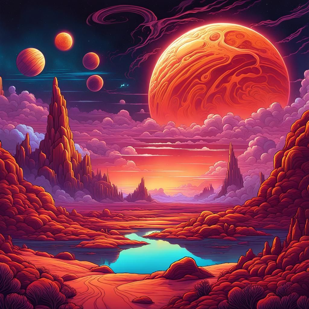 Dreamlike Cosmic Landscape by Dan Mumford