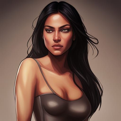 Tan Skinned Woman Portrait in Hyperdetailed Style