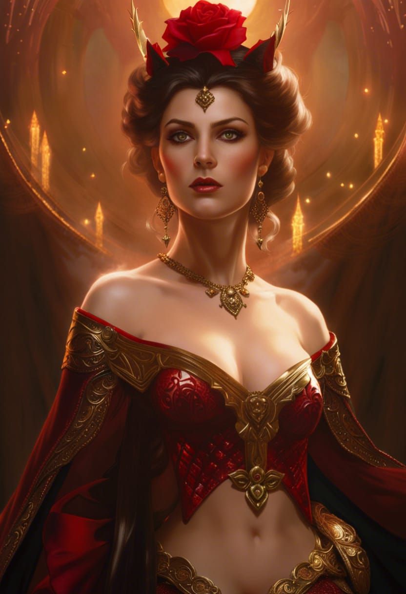 Fantasy Queen in Red and Gold Robes