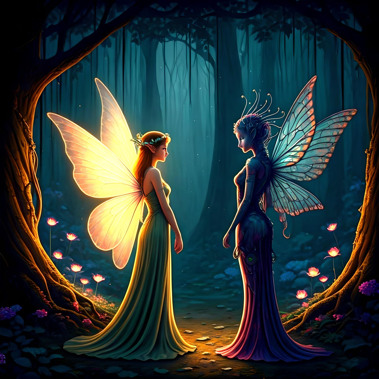 Fairies Meet in Enchanted Forest: Fantasy Meets Sci-Fi