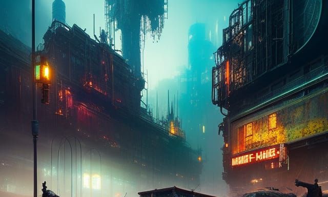 Dieselpunk Dreamscape: Retro Cityscape Digital Illustration