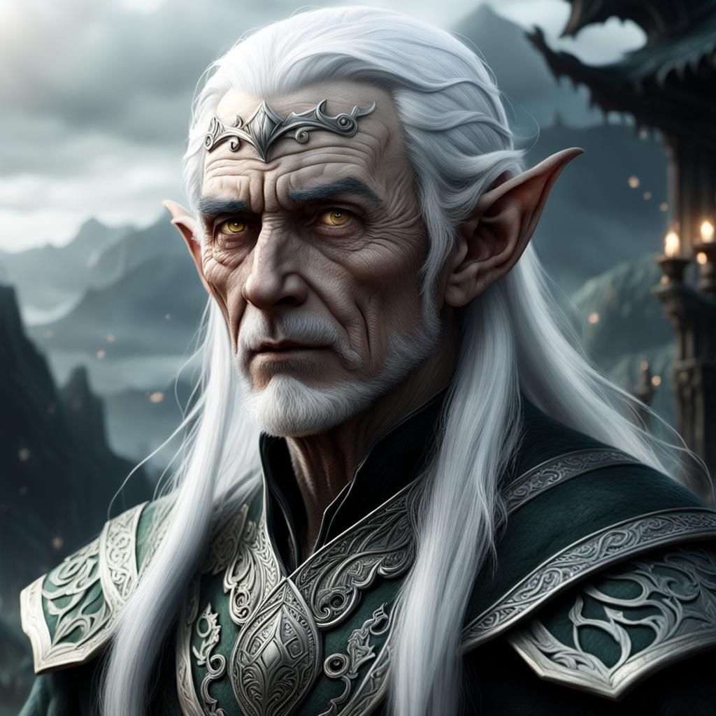 Elderly Elf Portrait: Detailed Digital Matte Painting