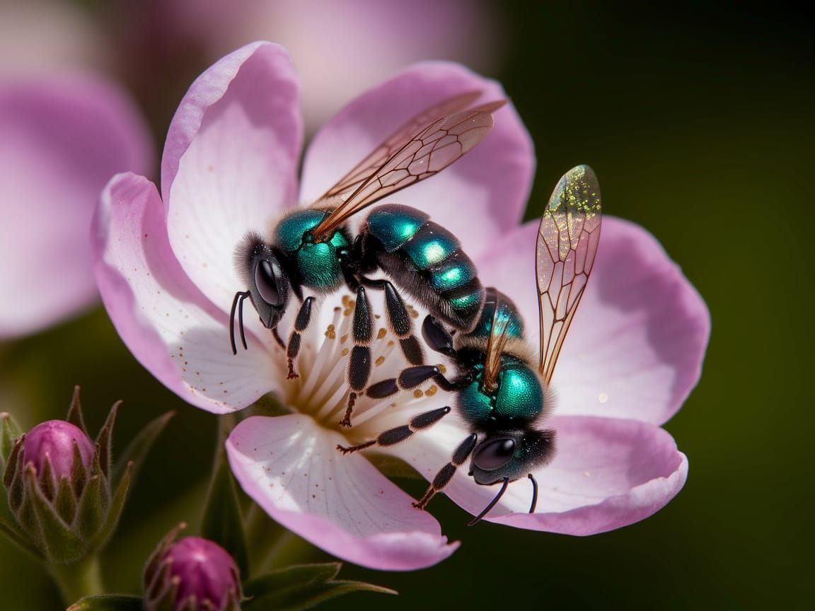 Gilded Bees in Vibrant Bloom