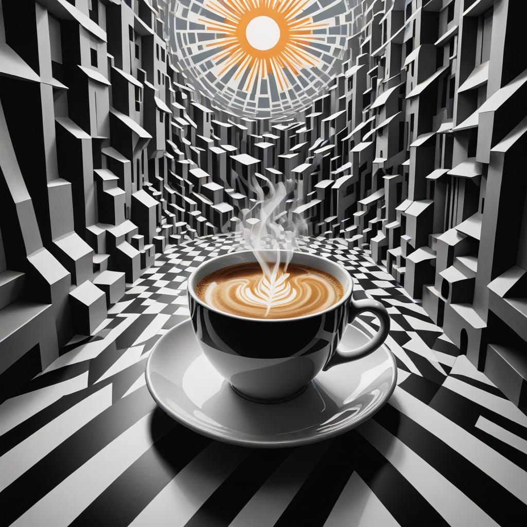 Warm Winter Scene with Coffee and Fractals