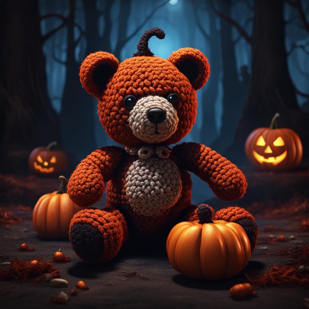 Crochet Halloween Teddy Bear Concept Art