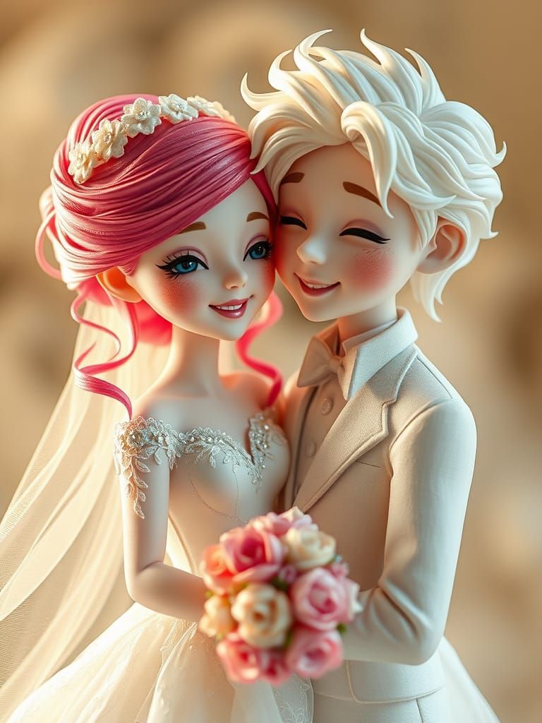 Whimsical Wedding Couple in Dreamy, Golden Light