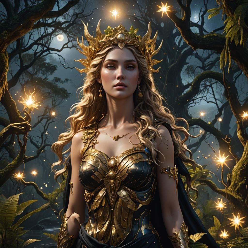 Aphrodite in Swamp Forest: Hyperrealistic Matte Painting