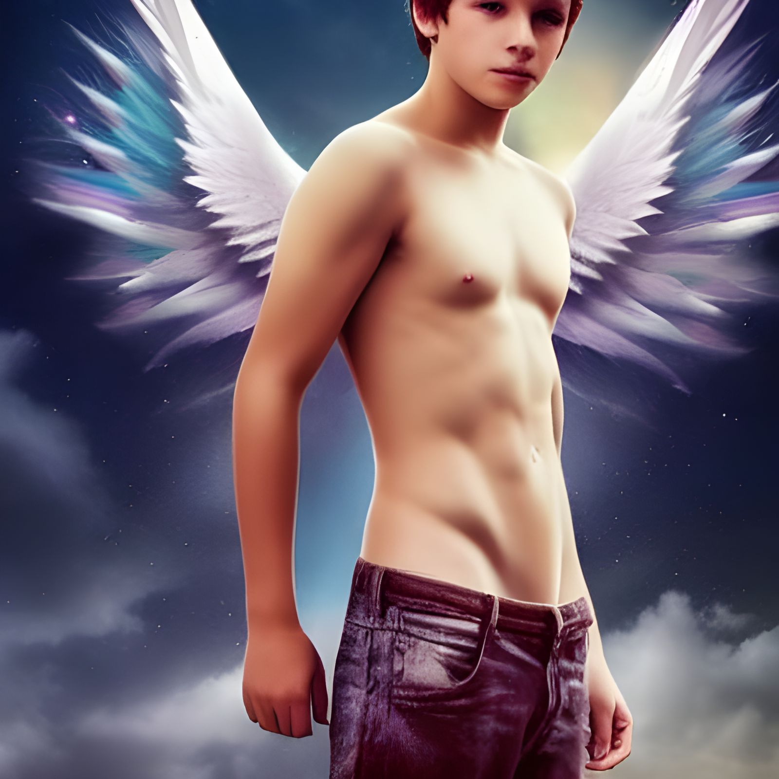 Teenage Angel with Wings: Digital Matte Painting