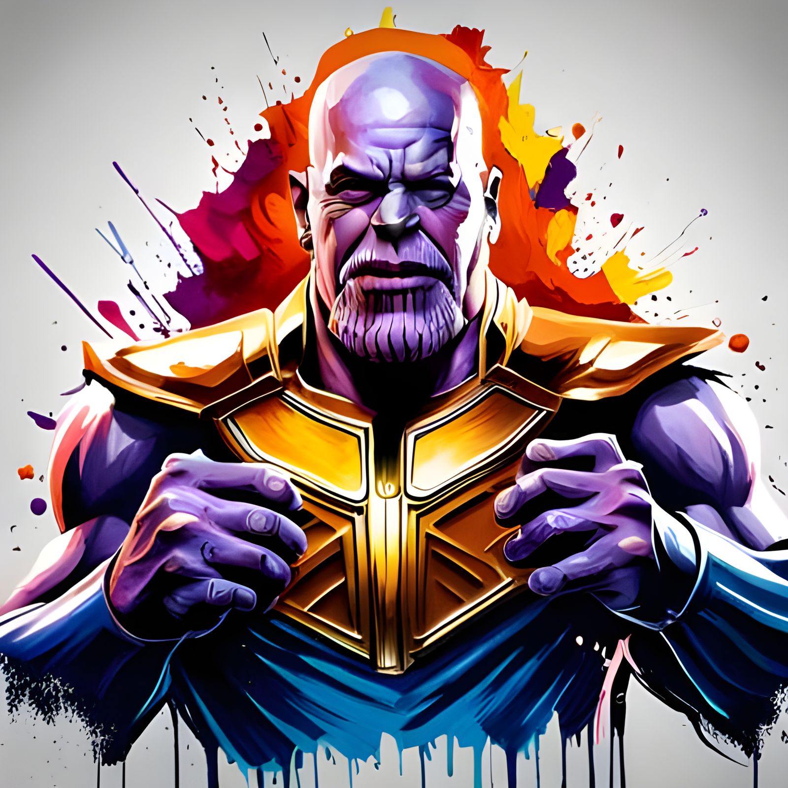 Hyperrealistic Portrait of Smiling Thanos in Rocking Chair