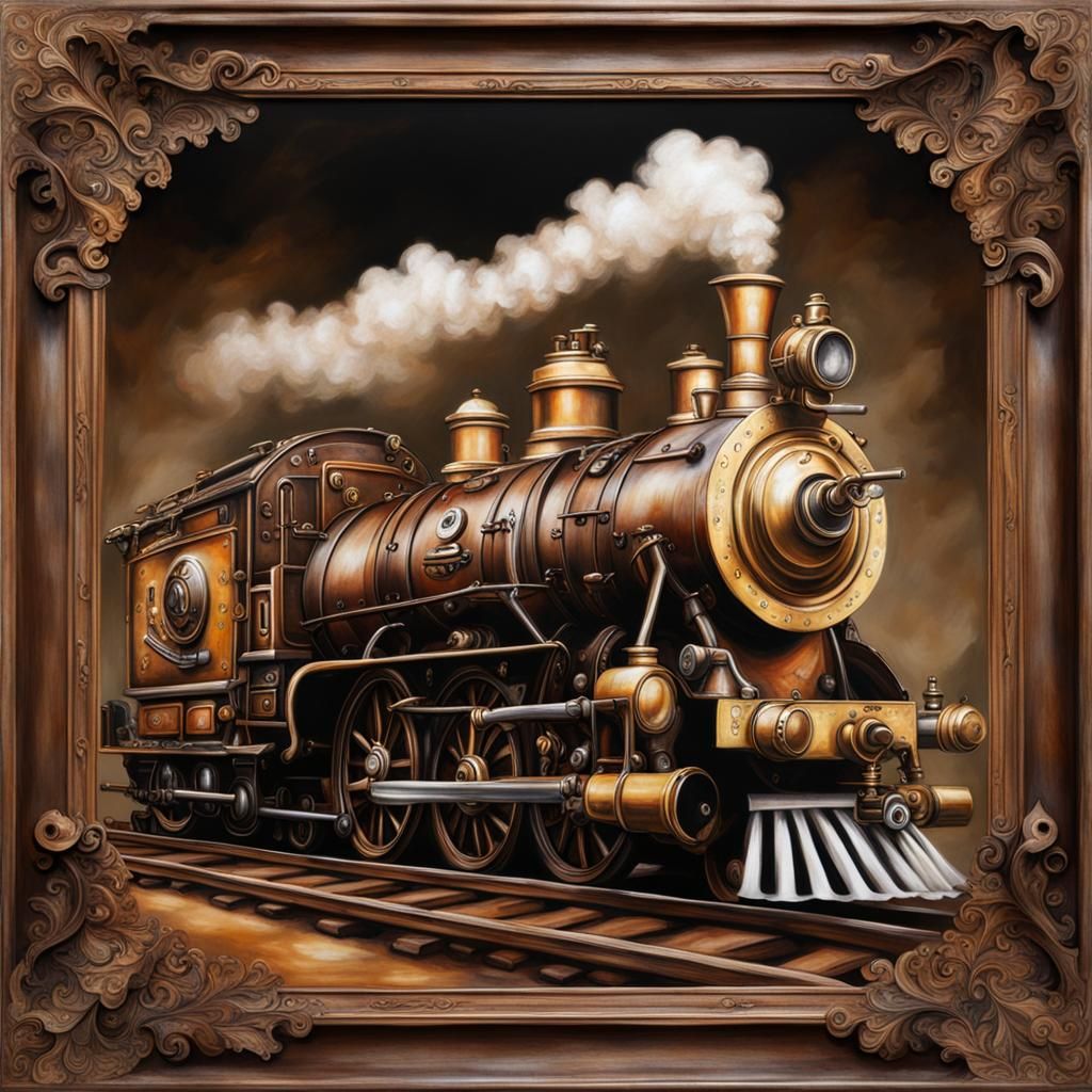 Steampunk-Train in a frame