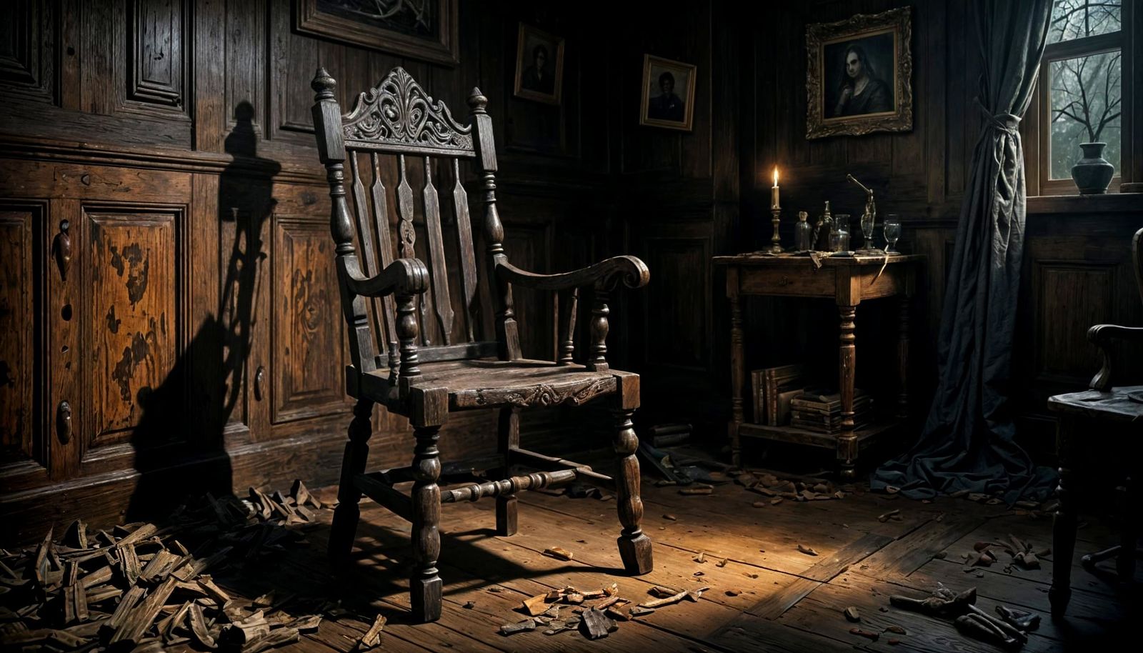 Cursed Oak Chair in Sfumato Style