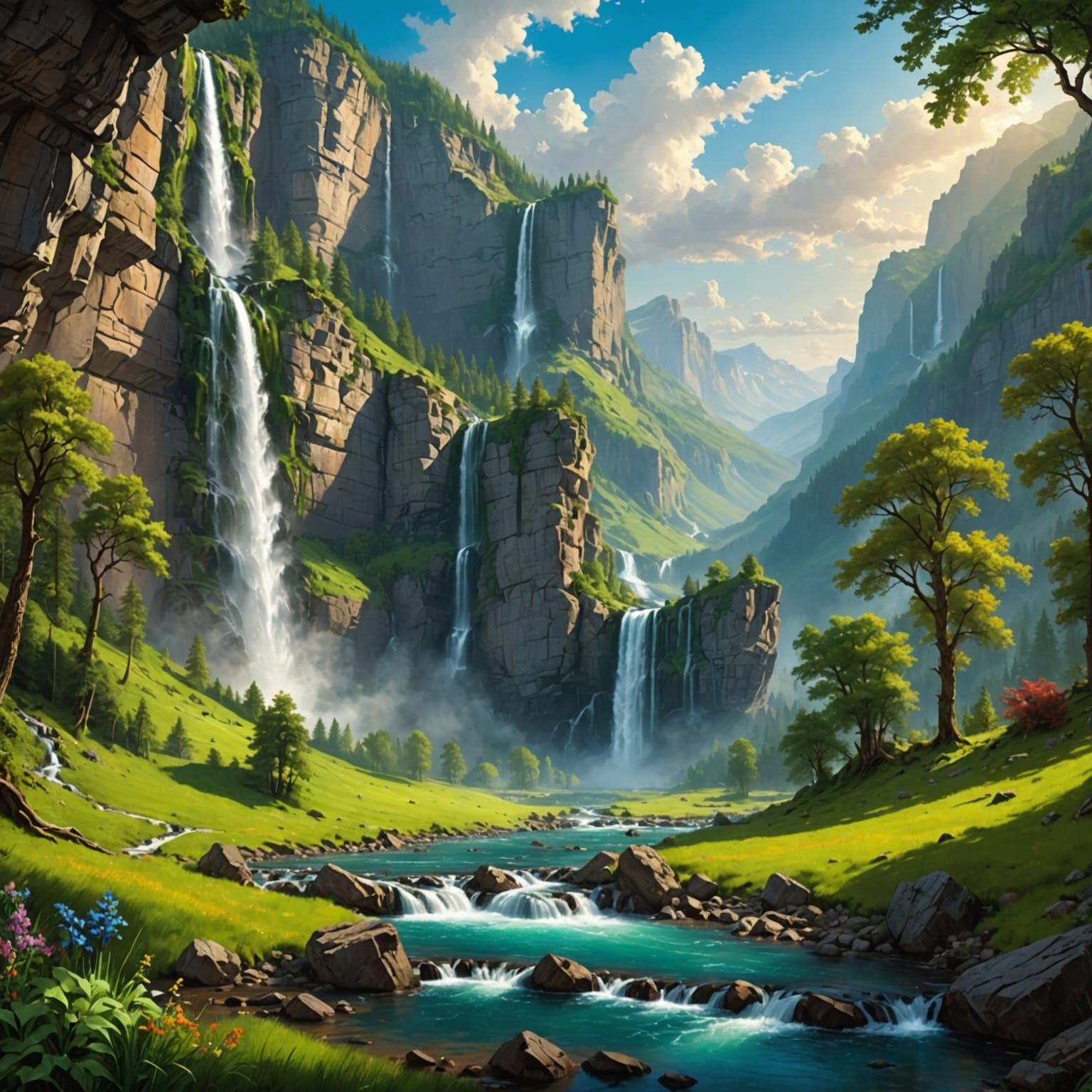 Breathtaking Hyperrealistic Landscape in a Hidden Valley