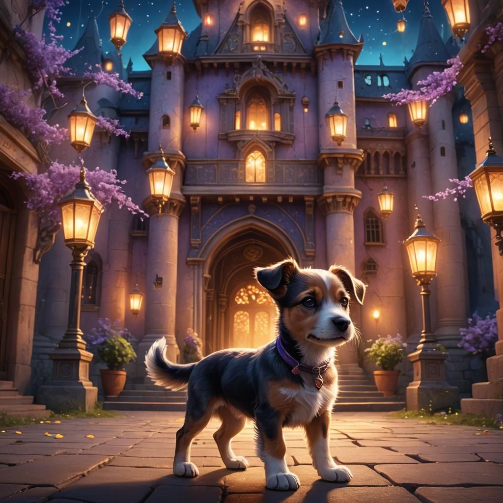 Magical Puppy in Front of Palace Concept Art