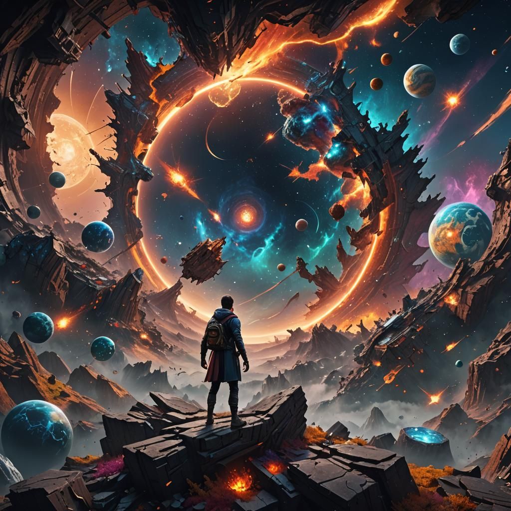 Person Breaks the Fourth Wall: Detailed Matte Painting