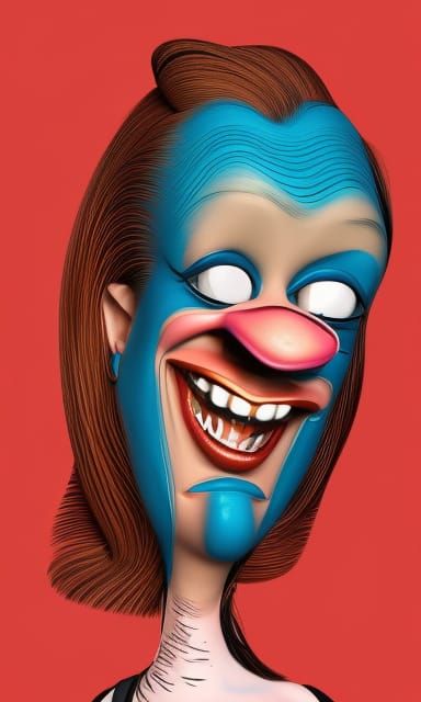 Humorous Caricature Portrait with Exaggerated Features