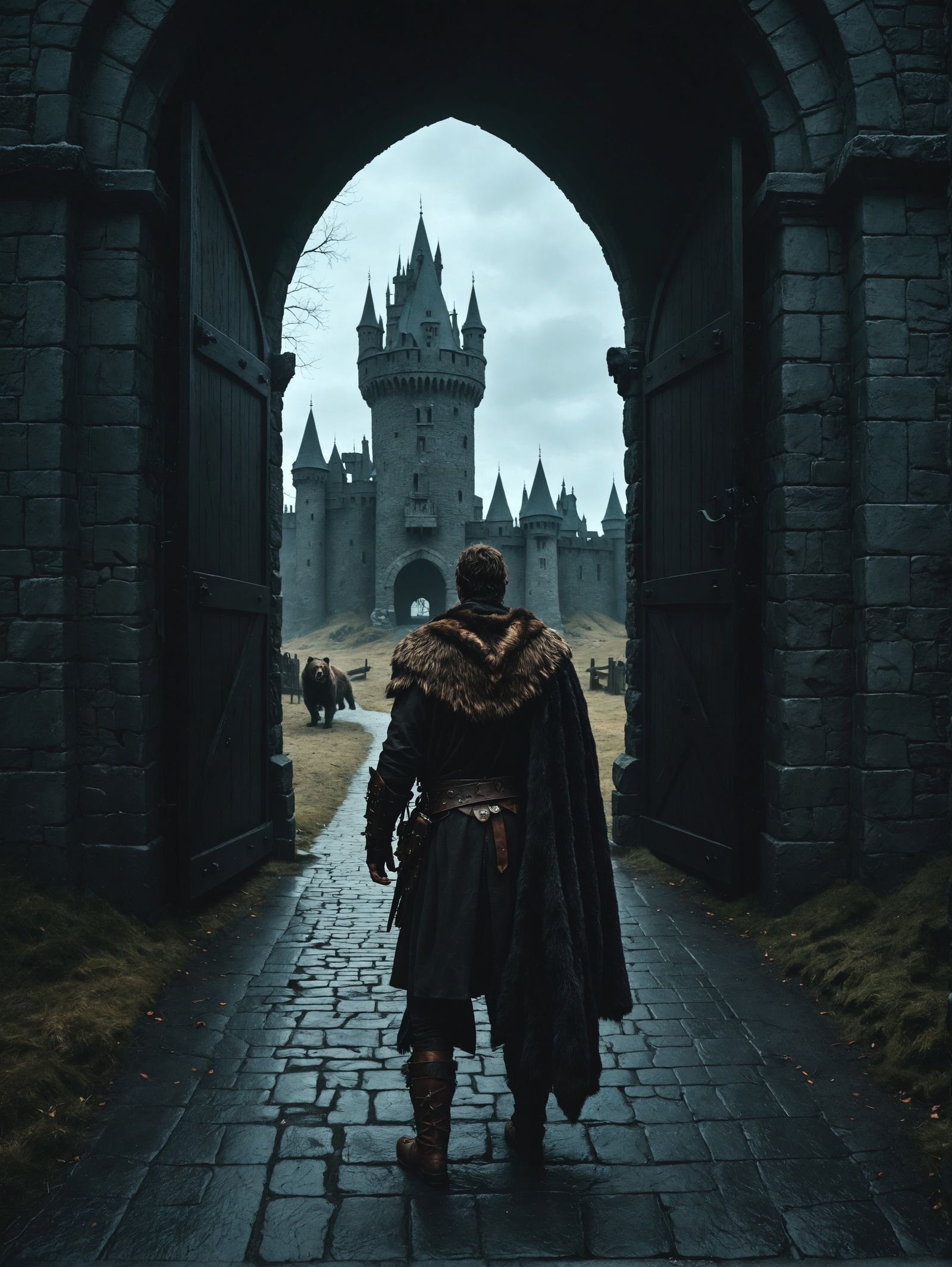 Hesitant Barbarian at Ominous Castle Gate