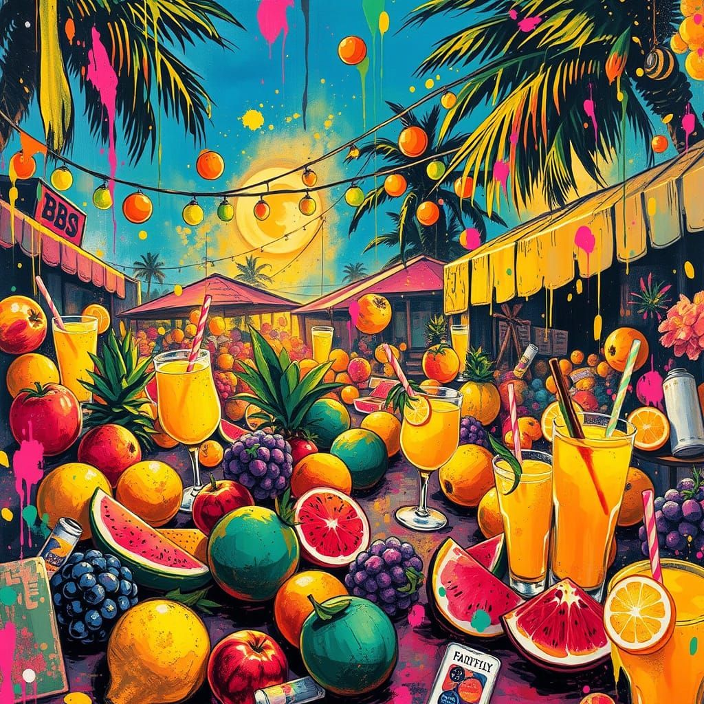 Dynamic Summer Street Art with Vibrant Splashes