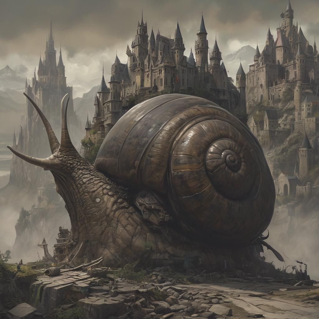Giant Snail City: Dark Fantasy Concept Art