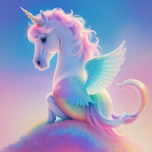 Pastel Unicorn Ride in Watercolor Style