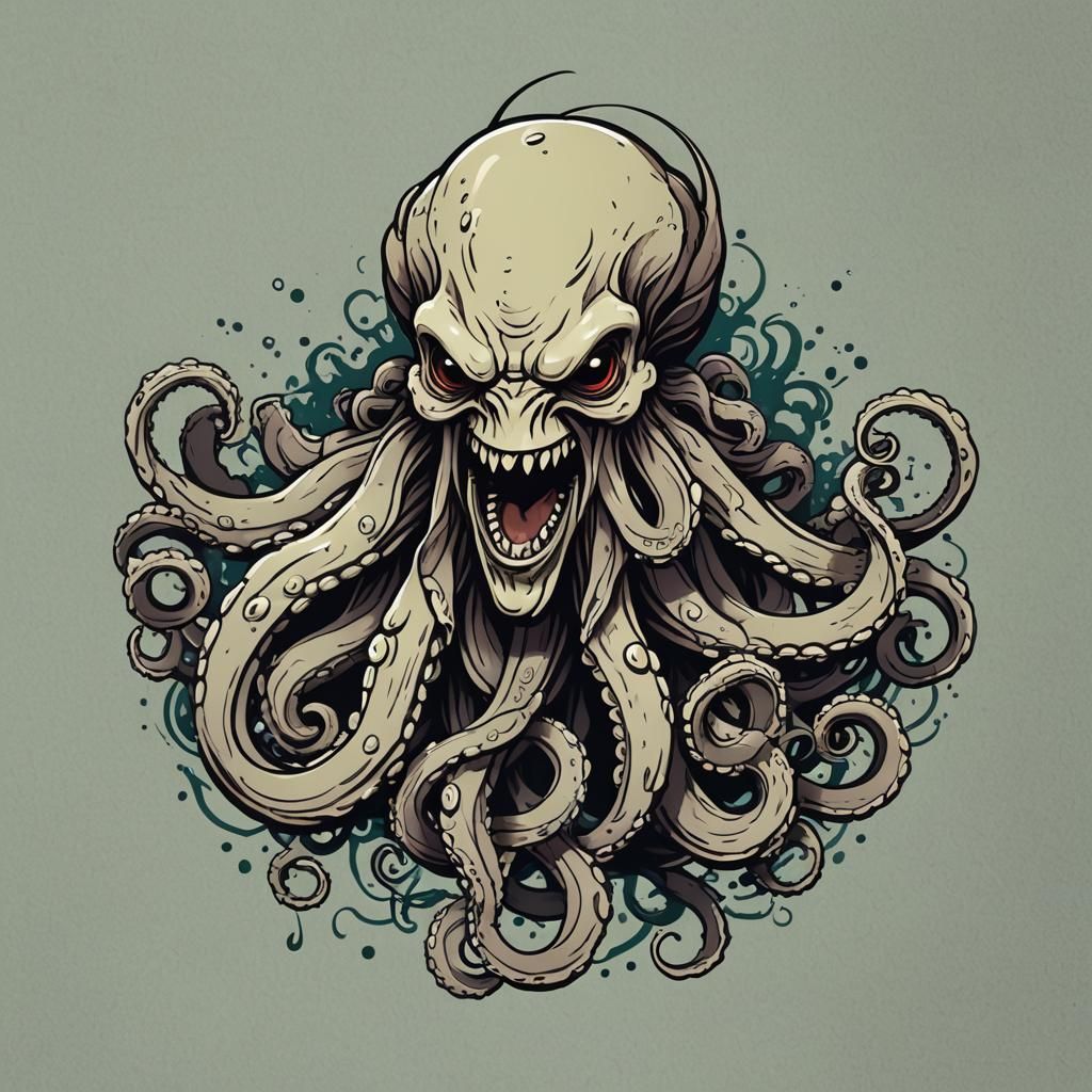 Laughing Kraken Logo in Anime Style
