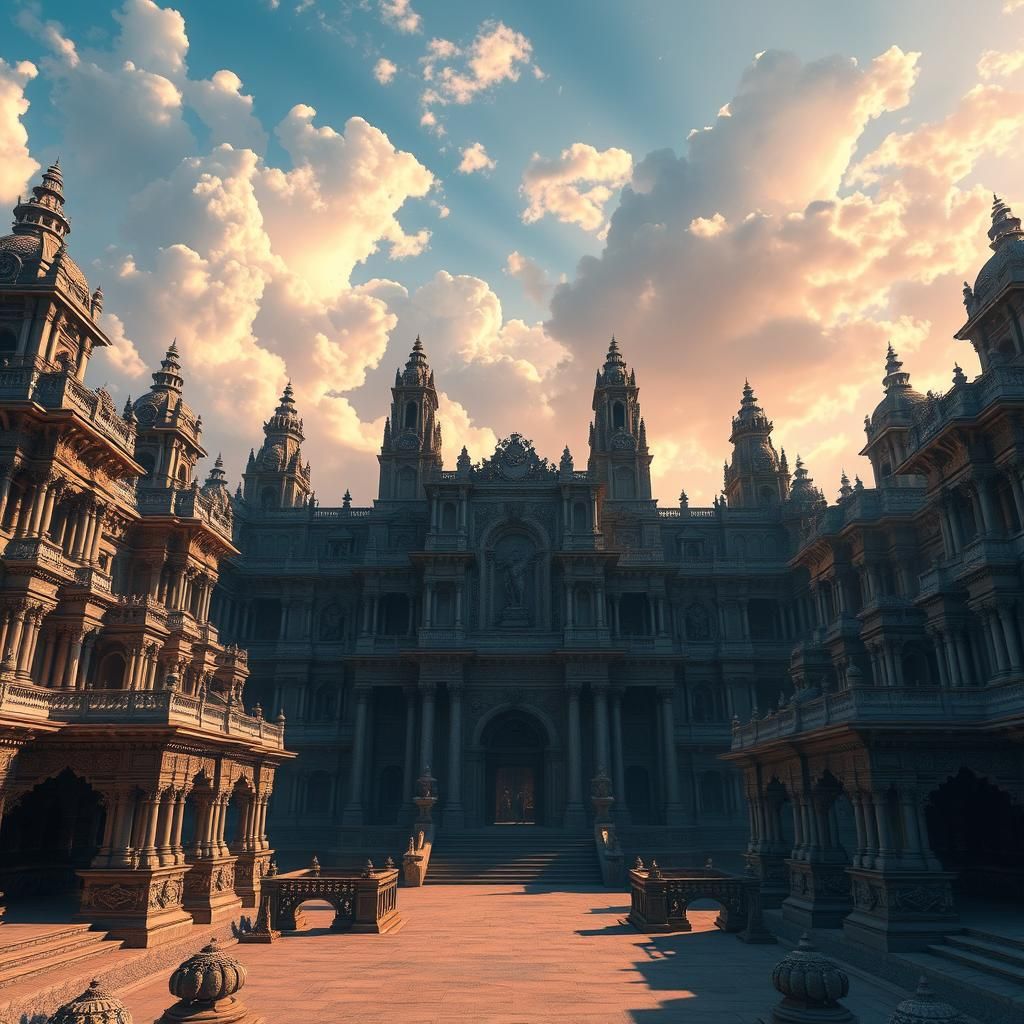 Majestic Ancient Architecture in Ethereal HDR Lighting