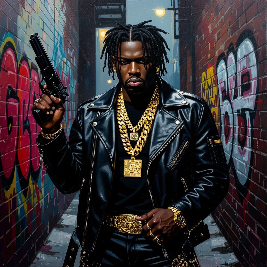 King Von in Gritty Urban Art Style