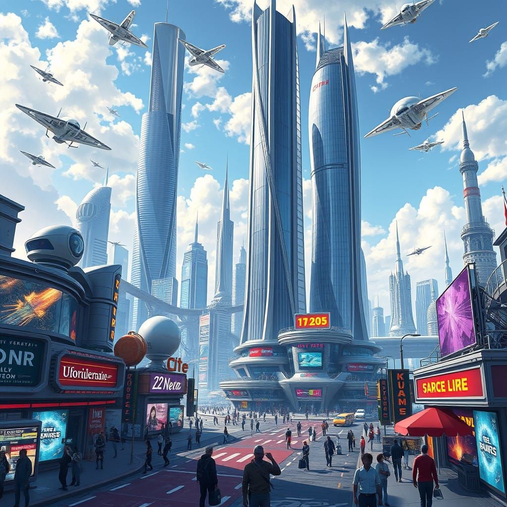 Futuristic Cityscape in 2025: A Retro-Chic Metropolis of Won...