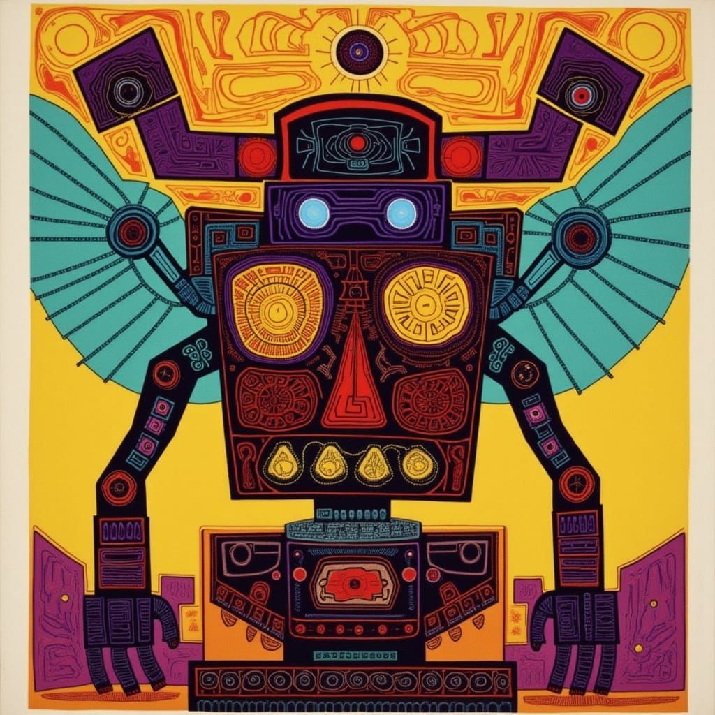 AI Art Collage with Robotic Elements