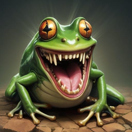 Cheerful Frog with Hypnotic Eyes and Heavenly Aura