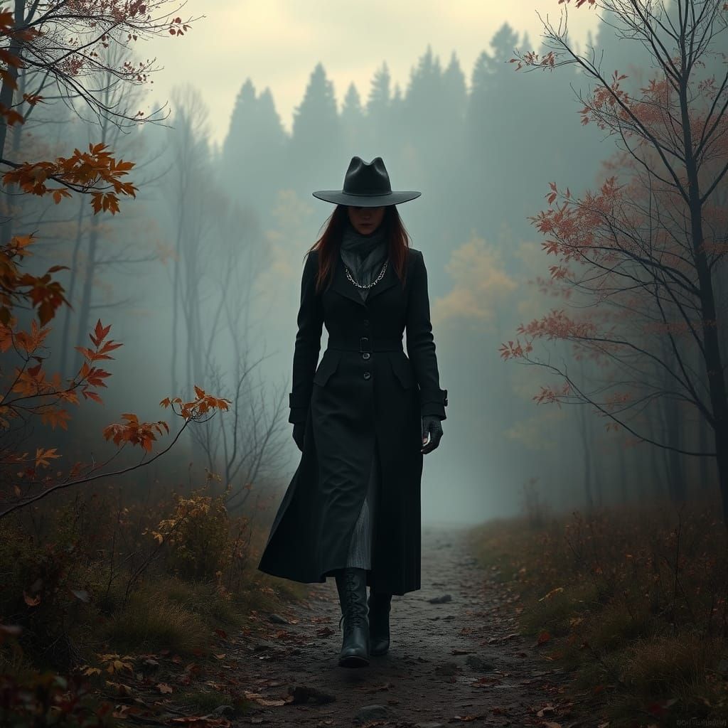 Misty Autumn Valley Walk in Greg Rutkowski Style