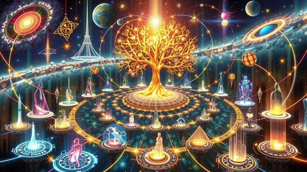 Ethereal Cosmic Tree Connects Realms and Dimensions
