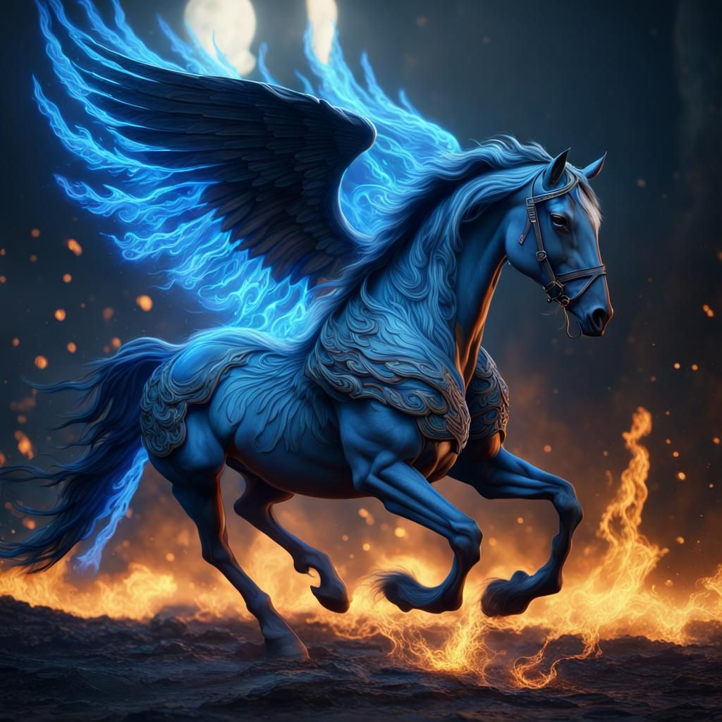 Winged Horse Ablaze: Fantasy Concept Art