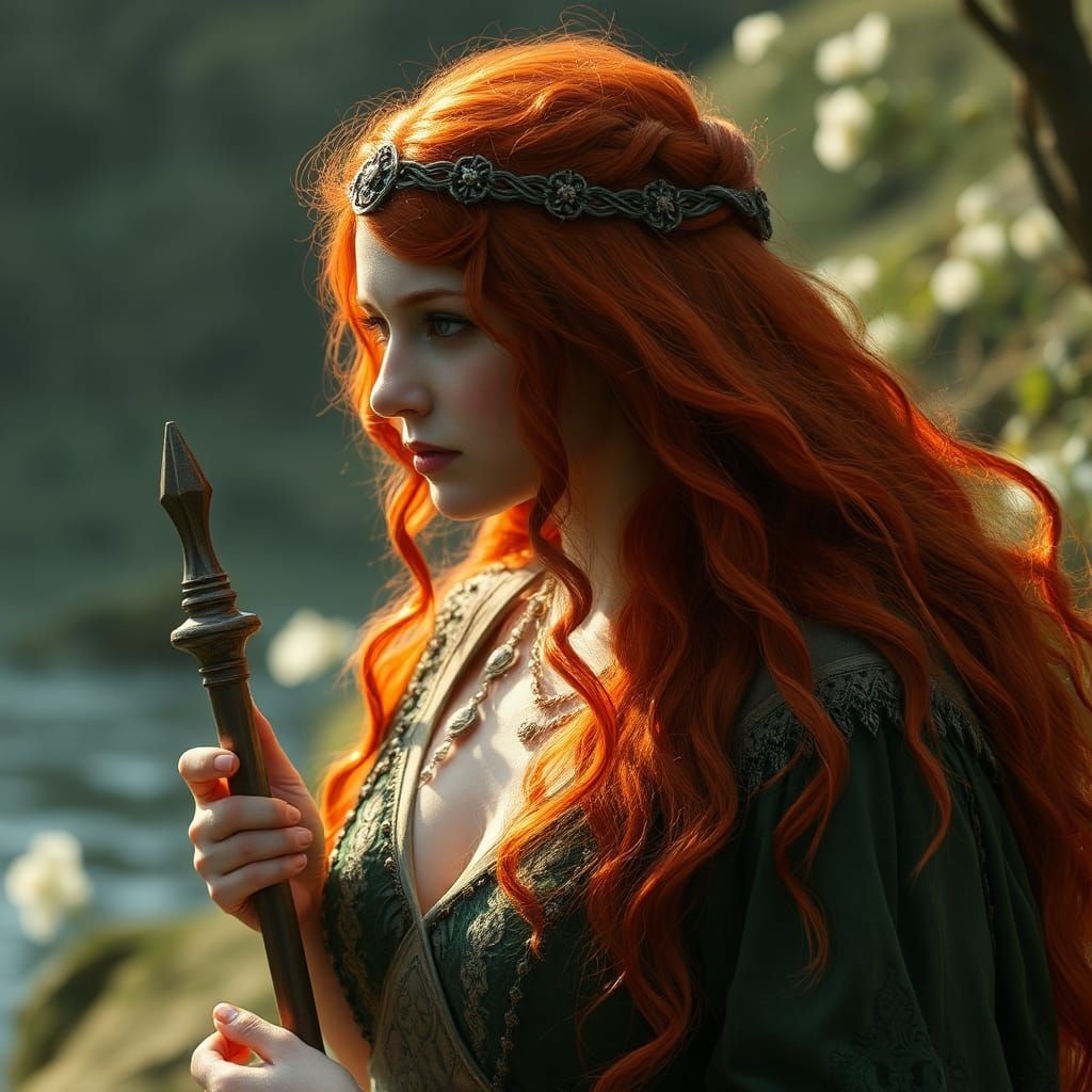 Brigid: Irish Goddess of Spring in Digital Painting