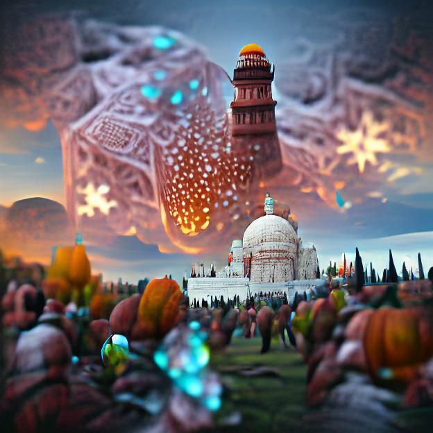 Glowing Taj Mahal in Autumn: A Digital Masterpiece