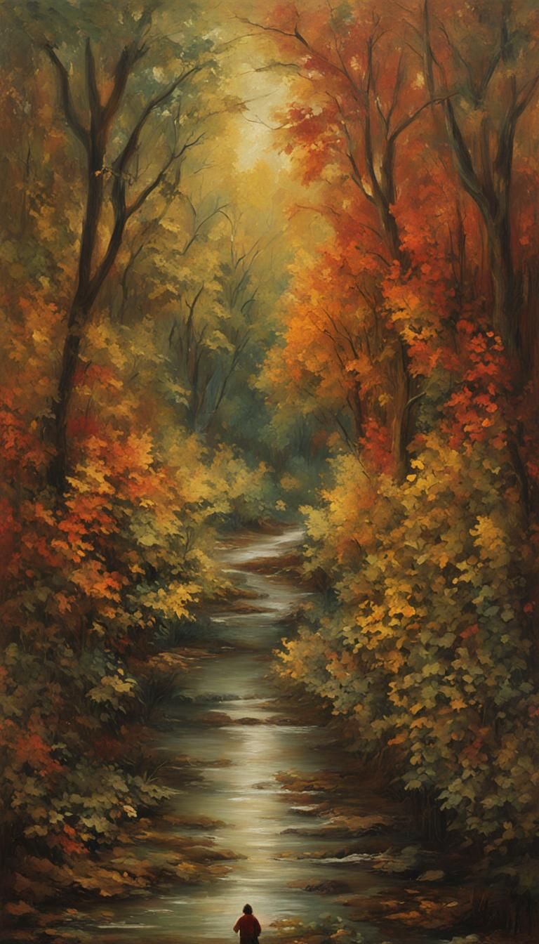 Amazonian Forest Path at Dusk: Impressionistic Oil Painting