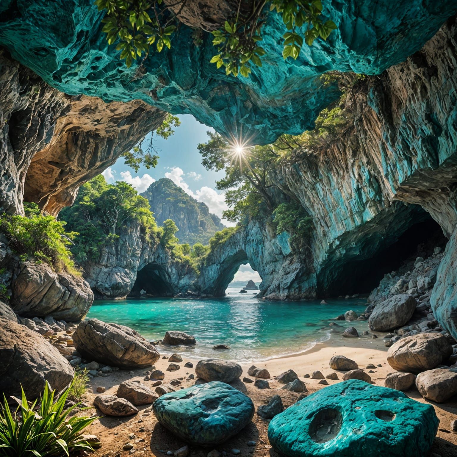 Glowing Turquoise Cave Landscape Photography