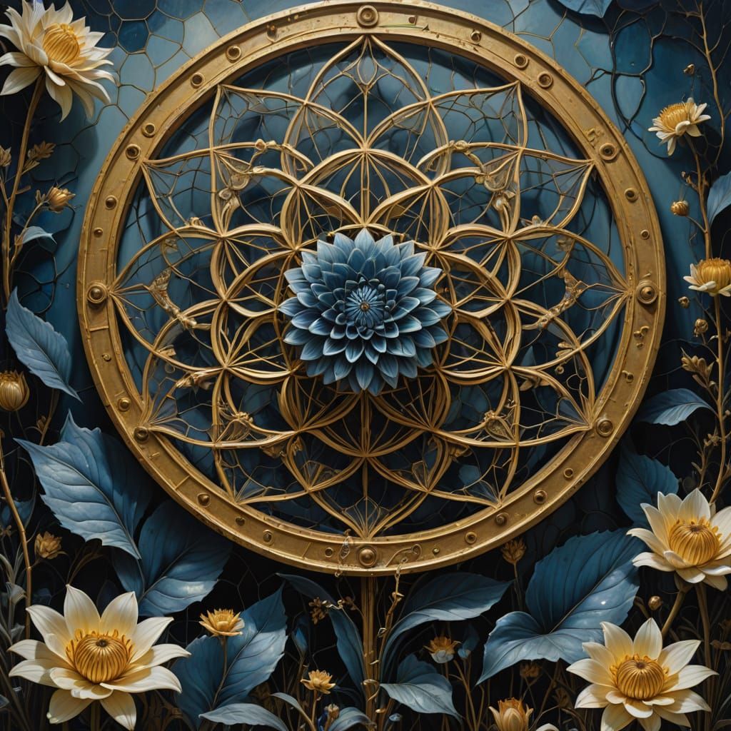 Surreal Flower of Life Pattern Decays, Single Bloom Emerges