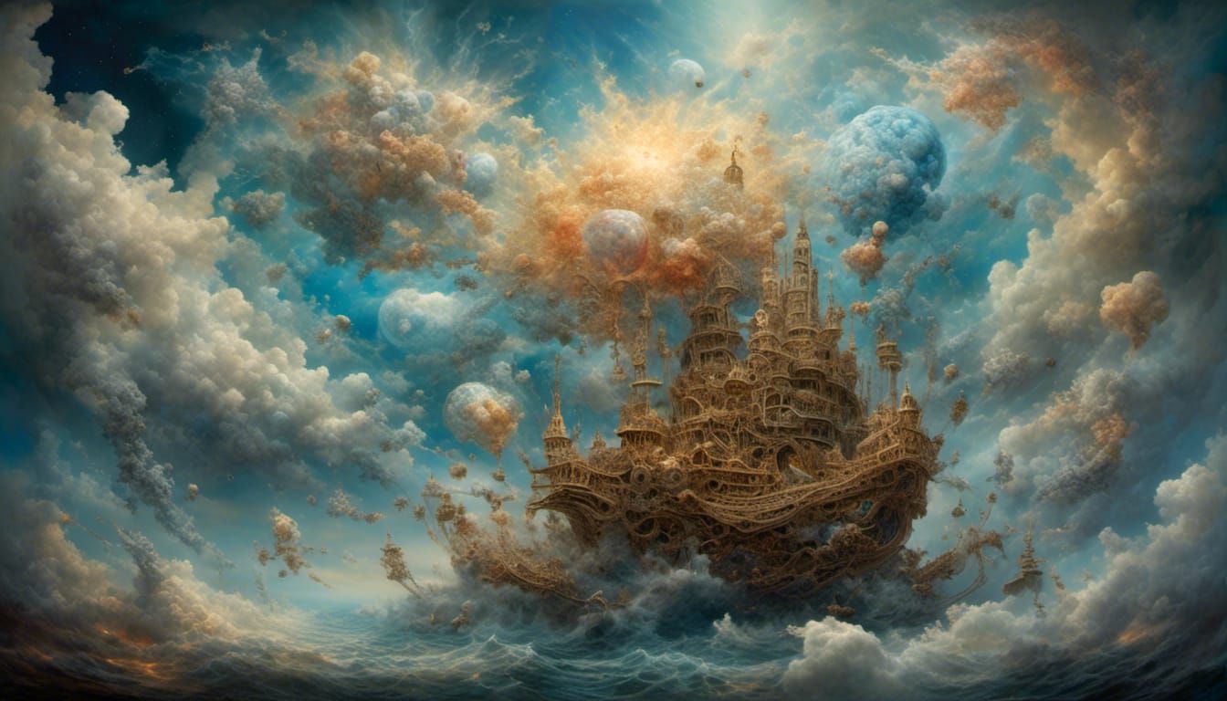 Ethereal Being Among Stellar Winds in Hyperreal Style