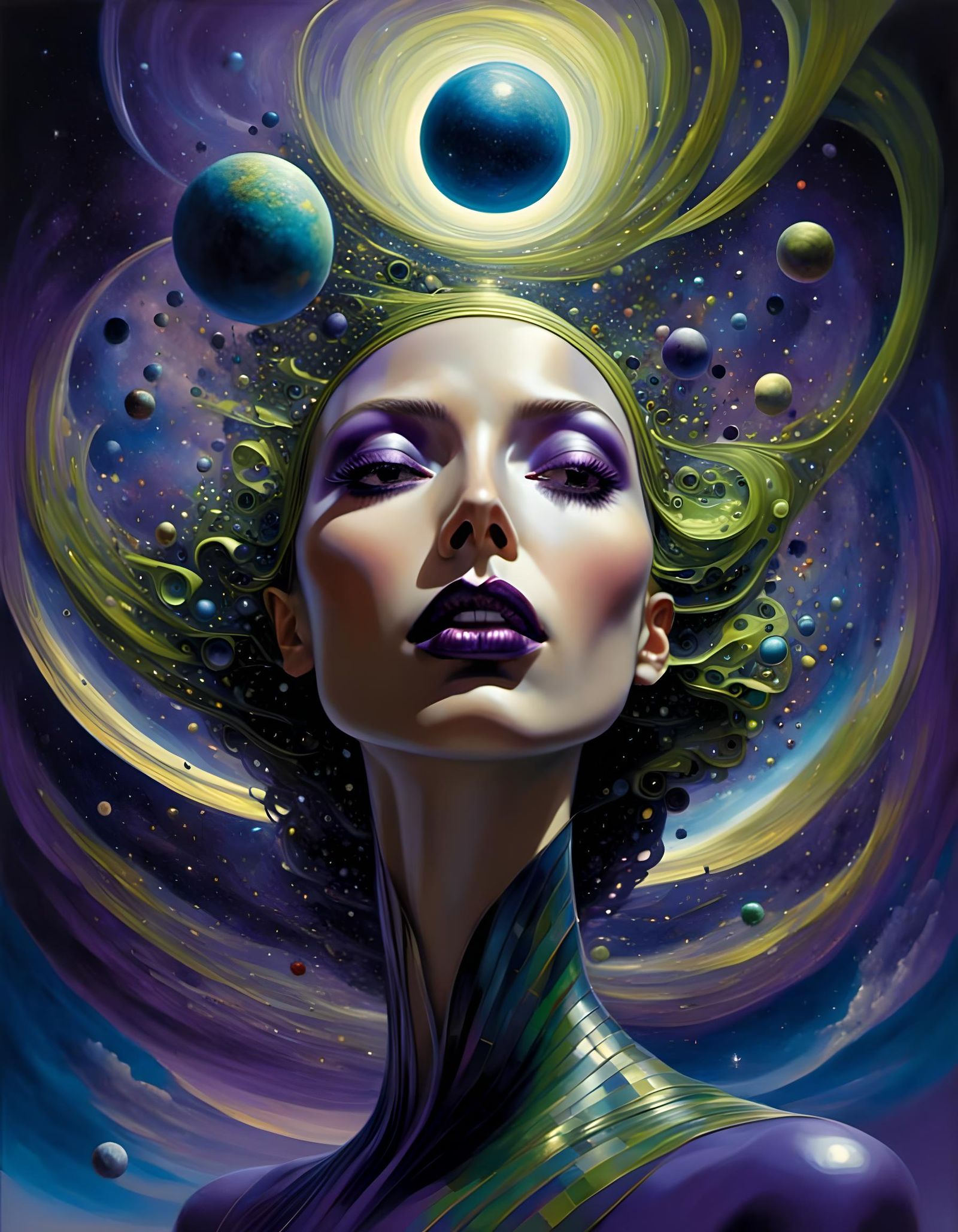 Galactic Goddess in Surrealist Mindscape