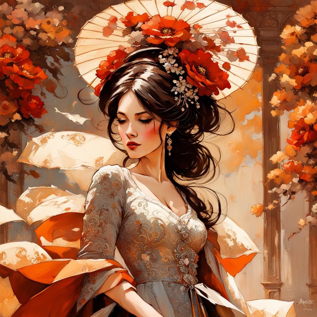 Floral Dress in Rococo Fantasy Art